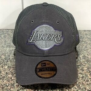 LA Los‎ Angeles Lakers trucker hat cap baseball gray New Era 9 twenty NWT NBA18